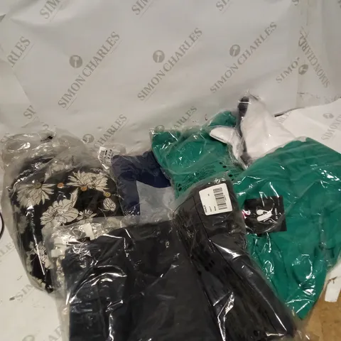 LARGE BOX PF ASSORTED CLOTHING ITEMS TOO INCLUDE TROUSERS , TOPS ANDS SHORTS