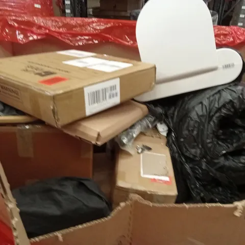PALLET OF ASSORTED HOUSEHOLD GOODS AND PRODUCTS TO INCLUDE; BATHROOM MIRROR, LAUNDRY BASKET,ROLLER BLINDS