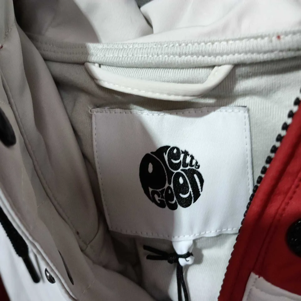 PRETTY GREEN LIVE FOREVER WINDBREAKER JACKET – RED/WHITE, UK L