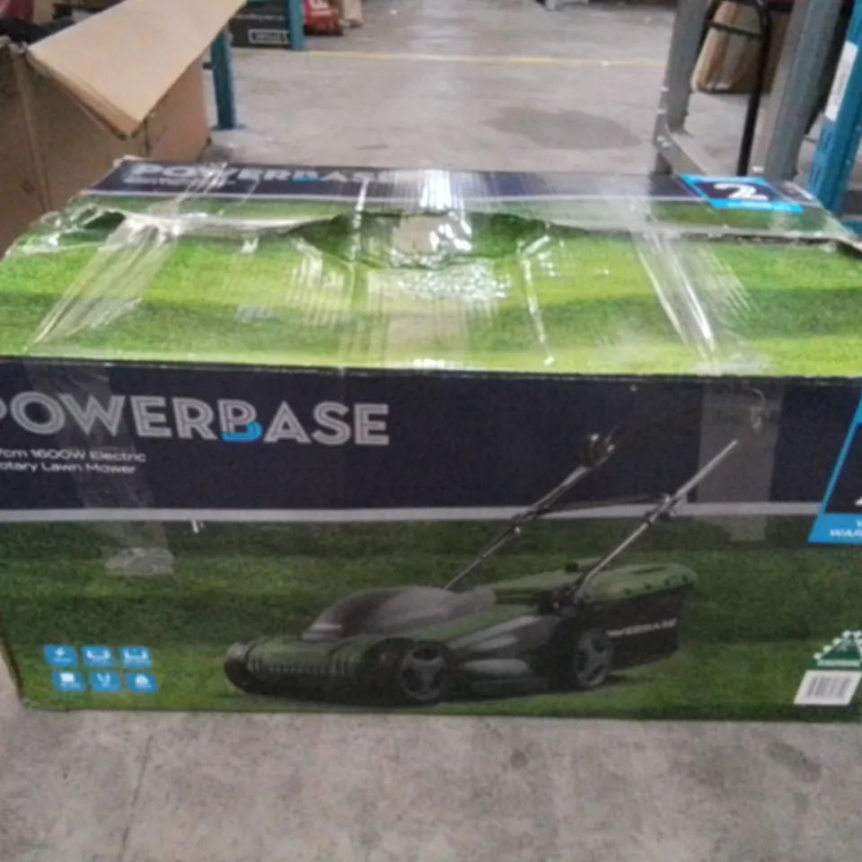 BOXED POWERBASE 37CM 1600W ELECTRIC ROTARY LAWNMOWER 