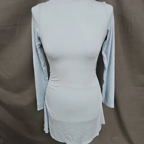 OH POLLY RUCHED SIDE BACKLESS DRESS IN ICE BLUE SIZE M