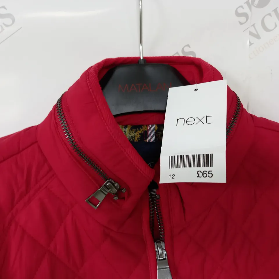 NEXT RED QUILTED BELTED COAT - 12