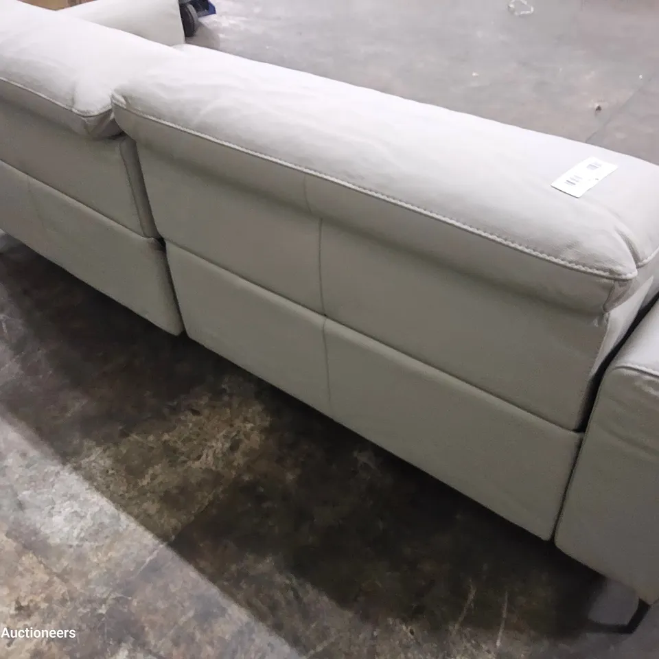 DESIGNER GARY ITALIAN POWER RECLINING THREE EESTER SOFA GREY LEATHER 