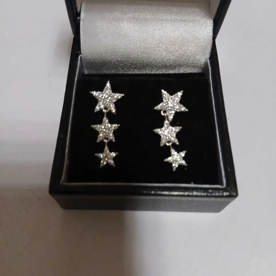 DIAMONIQUE 1.1CT TW STAR DROP EARRINGS STERLING SILVER