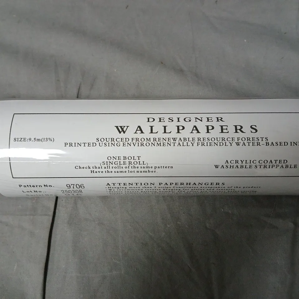 DESIGNER WALLPAPERS – PATTERN 9706, 9.5M ROLL; ACRYLIC-COATED, WASHABLE & STRIPPABLE (SINGLE BOLT)