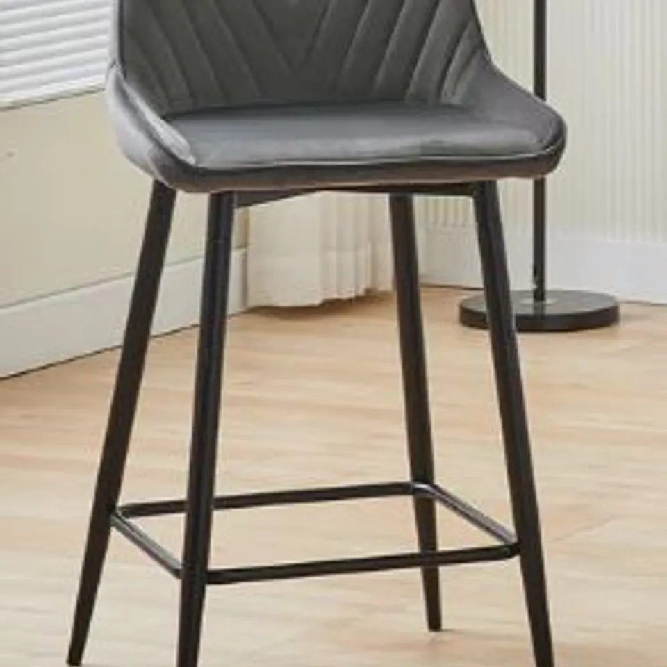 BOXED LOURDES SET OF TWO GREY BAR STOOLS