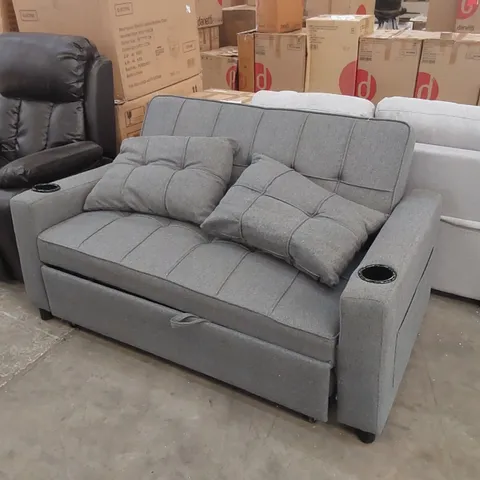 DESIGNER FABRIC UPHOLSTERED SOFA BED - GREY