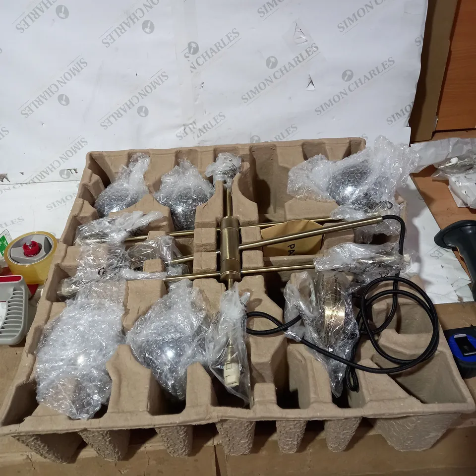 CEILING PENDANT BRASS FINISH SMOKED GLASS SHADES