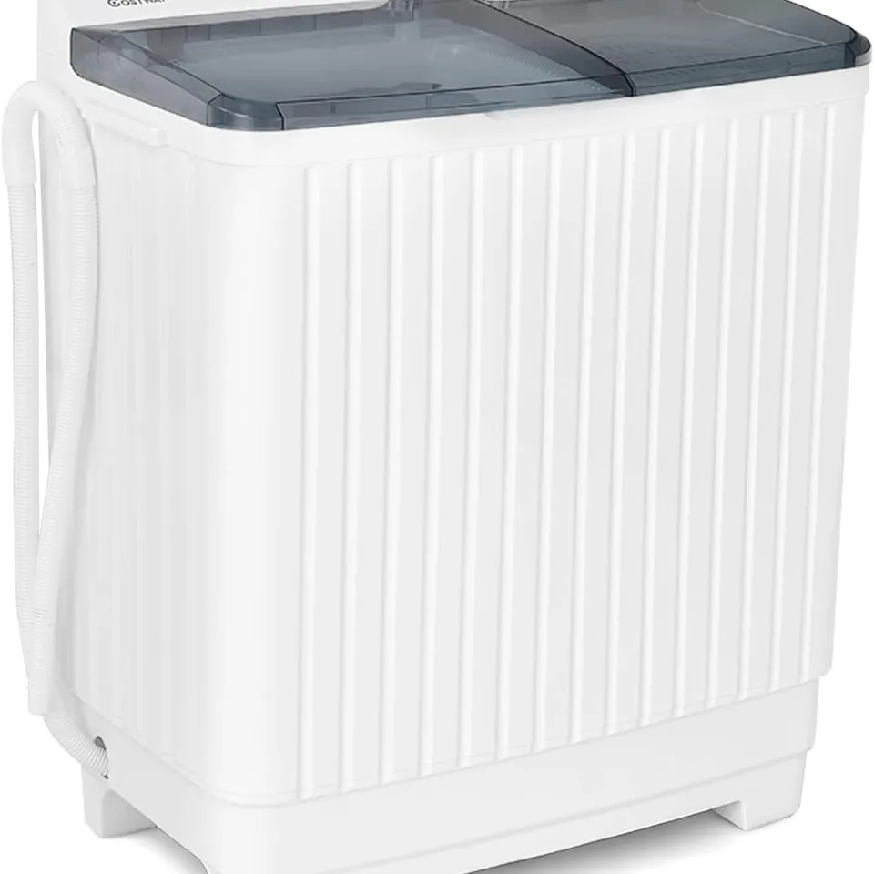 BOXED DISPLAY4TOP PORTABLE COMPACT MINI TWIN TUB WASHING MACHINE AND SPIN CYCLE W/HOSE