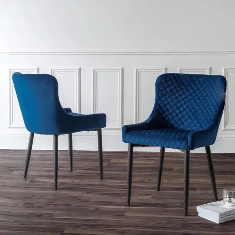 BOXED WYNNFIELD UPHOLSTERED DINING CHAIR SET OF 2 -VELVET BLUE-