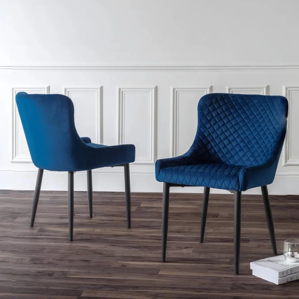 BOXED WYNNFIELD UPHOLSTERED DINING CHAIR SET OF 2 -VELVET BLUE-