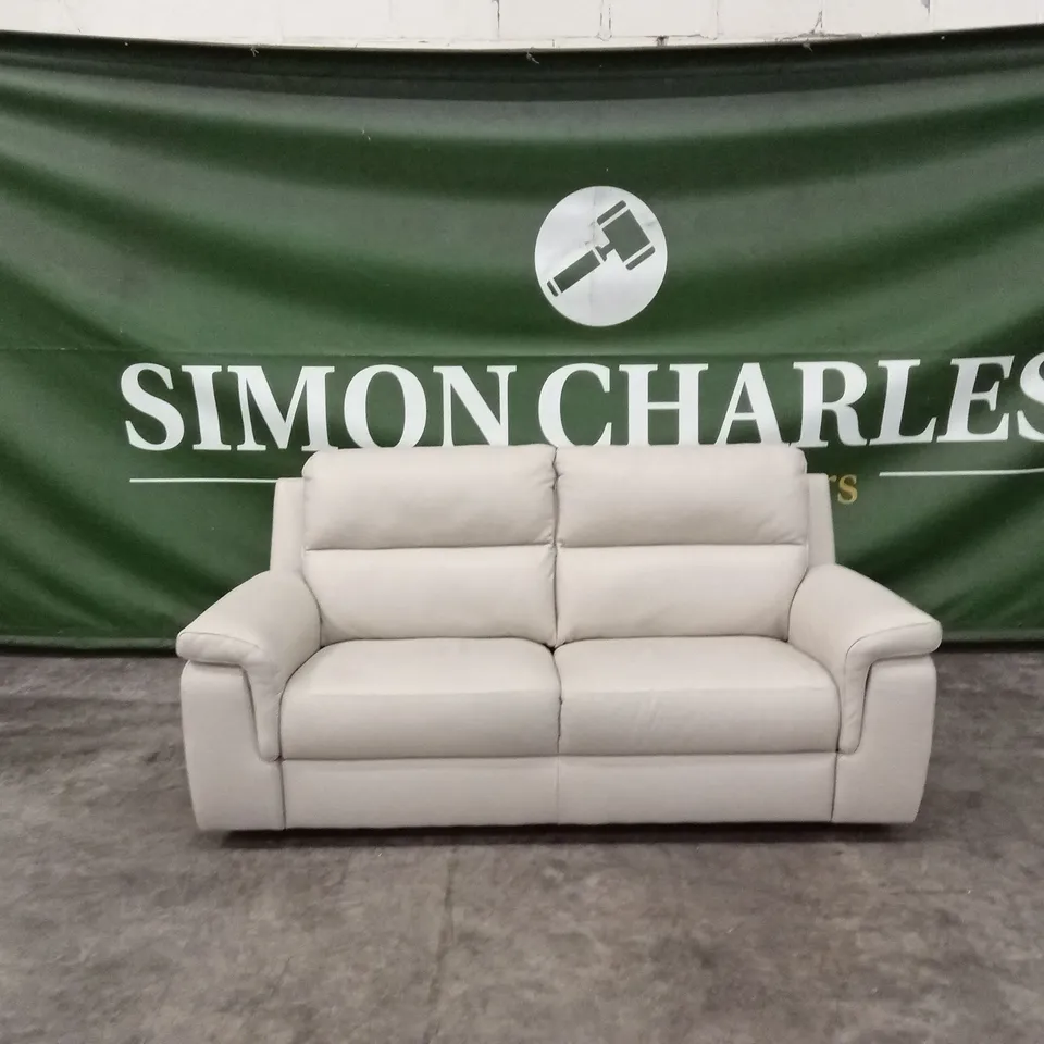 QUALITY DESIGNER ITALIAN MADE 3 SEATER LEATHER SOFA - SAND