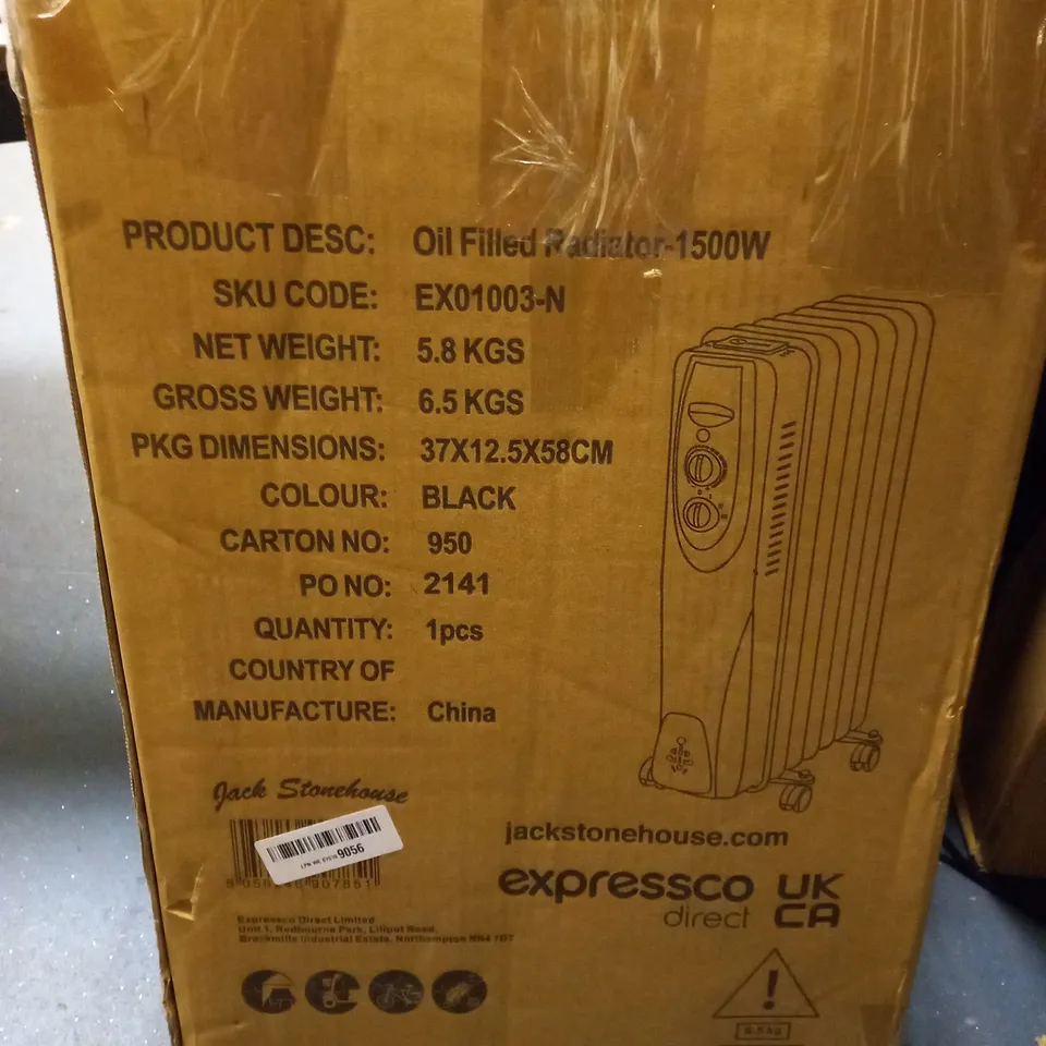 JACK STONEHOUSE OIL FILLED RADIATOR 1500W/1.5KW 7 FIN PORTABLE ELECTRIC HEATER