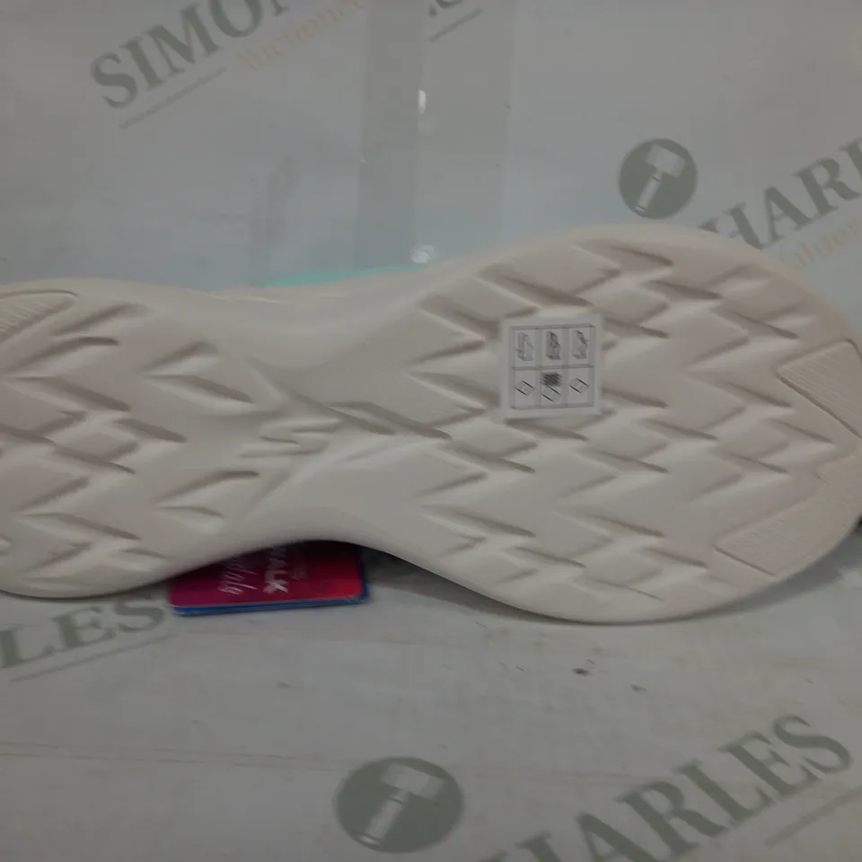 BOXED PAIR OF SKECHERS GO WALK SANDALS IN CYAN UK SIZE 5