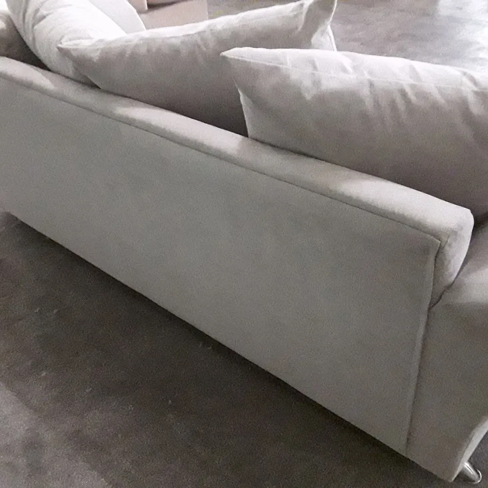 QUALITY DESIGNER 3 SEATER SOFA - LIGHT GREY FABRIC