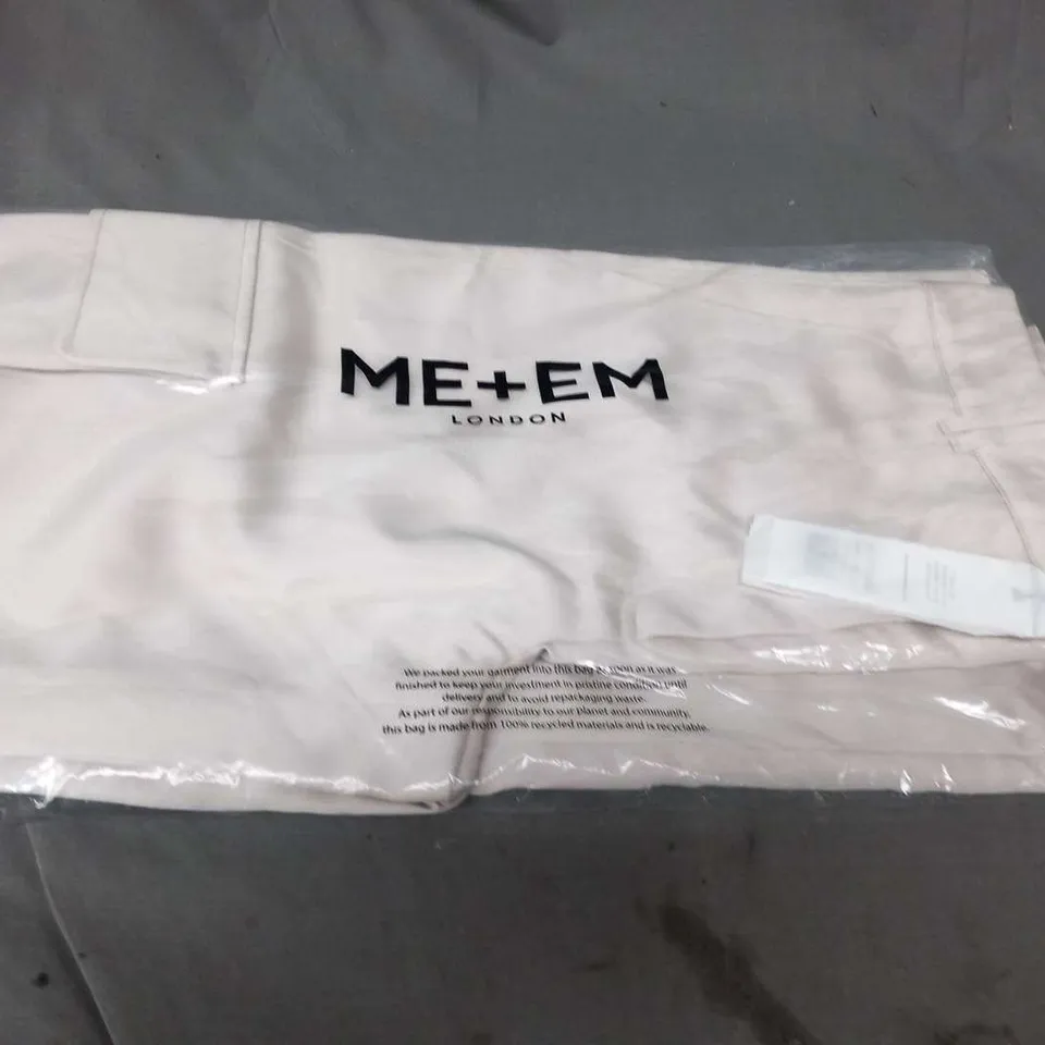 BAGGED ME+EM STATEMENT HEAVT SATIN CARGO TROUSERS CHAMPAGNE SIZE 12