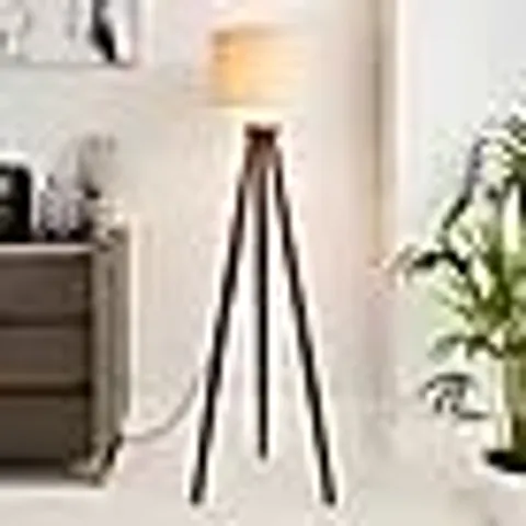 BOXED JANDIA WOODEN TRIPOD FLOOR LAMP - WALNUT