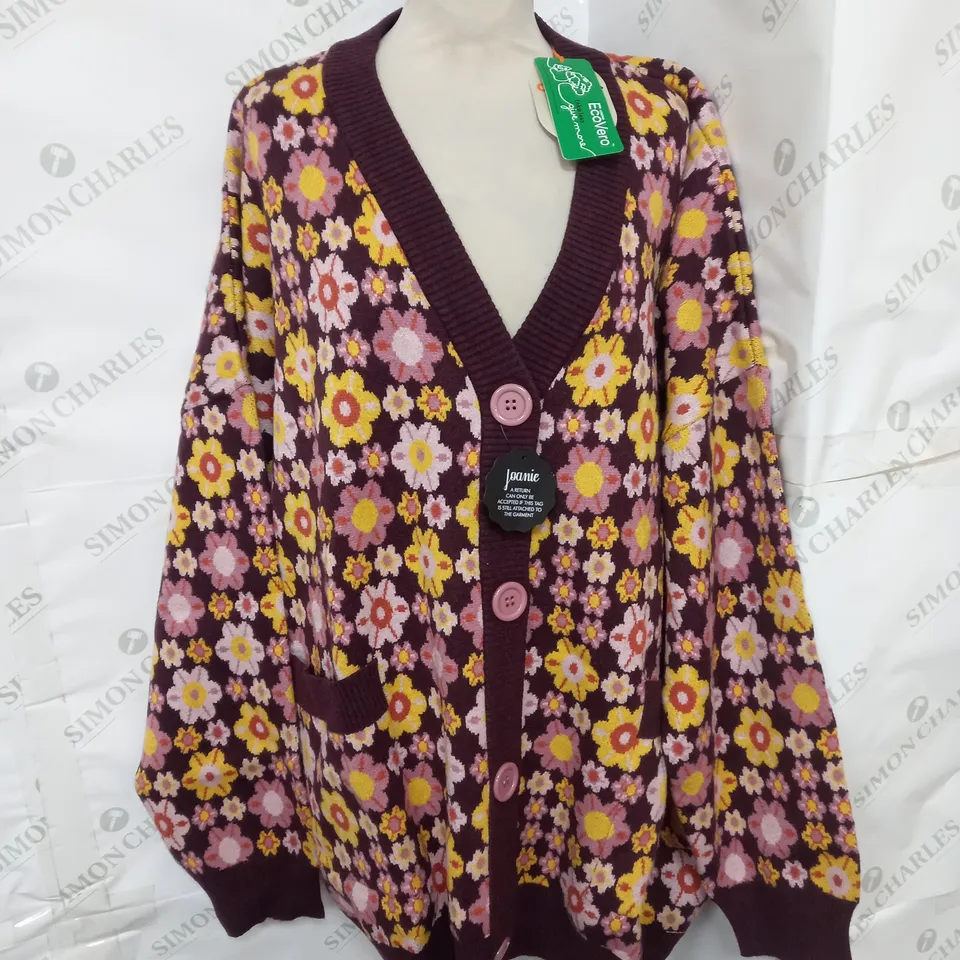 DAWN O'PORTER KNITTED CARDIGAN IN COSMO FLORAL SIZE XL