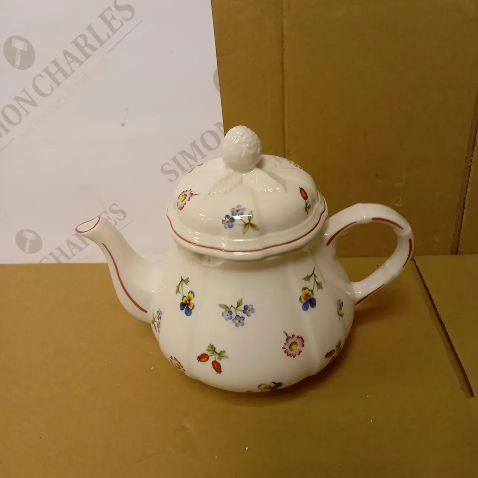 VILLEROY & BOCH PETITE FLEUR TEAPOT, 1 LITRE, PREMIUM PORCELAIN