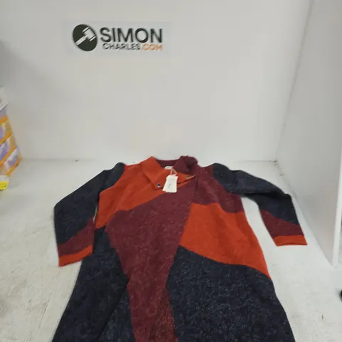 MUDFLOWER WOMEN'S COLOUR-BLOCK KNITWEAR – UK 16 (EU 44, US 12) – ORANGE & NAVY