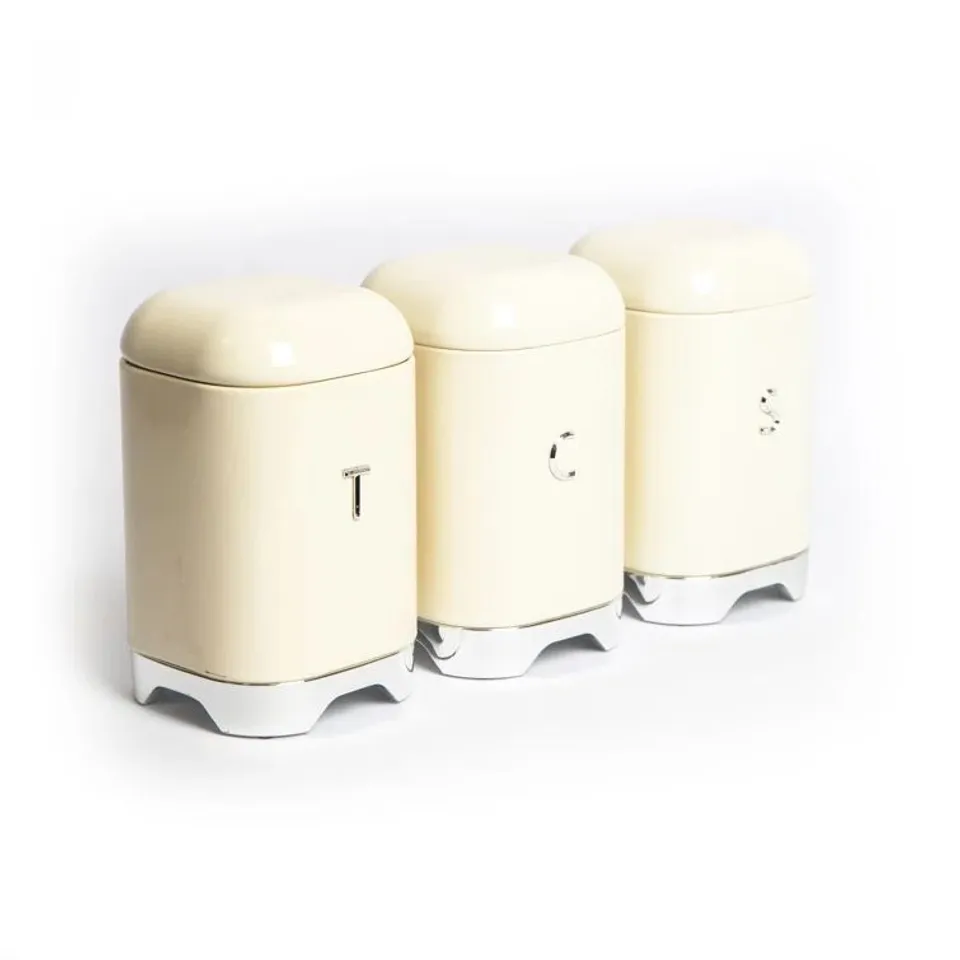 BOXED LOVELLO 3 PIECE COFFEE, TEA & SUGAR CANNISTERS