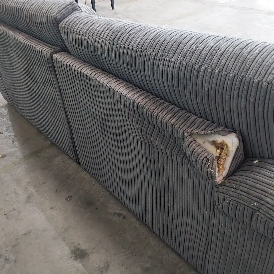 DESIGNER THREE SEATER SOFA GREY JUMBO CHORD 