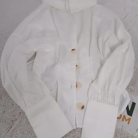 COMMENSE - WHITE BUTTON-FRONT BLOUSE – XS