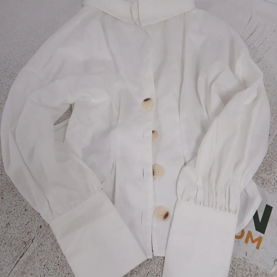 COMMENSE - WHITE BUTTON-FRONT BLOUSE – XS