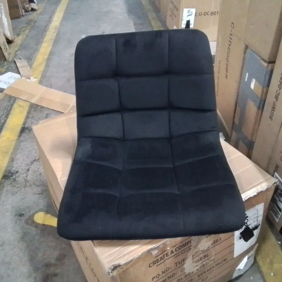 BOXED CHRISTIE SET OF TWO BLACK VELVET BARSTOOLS