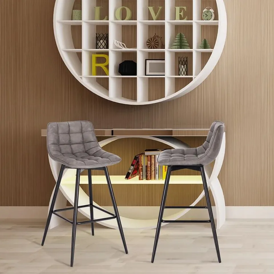 BOXED PAIR OF 64cm STOOLS DARK GREY