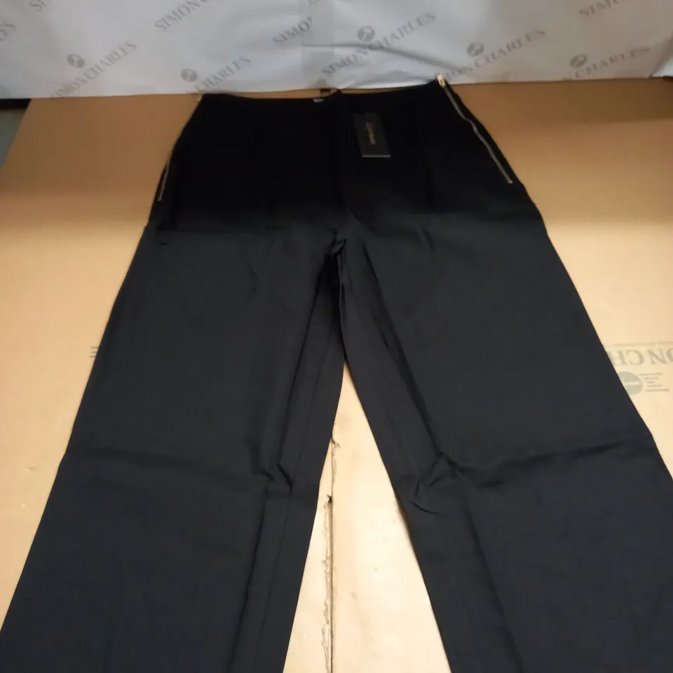 KINTSUGI WOMENS PETITE LENGHT BLACK TROUSERS WITH SIDE ZIPS AND POCKETS SIZE 16