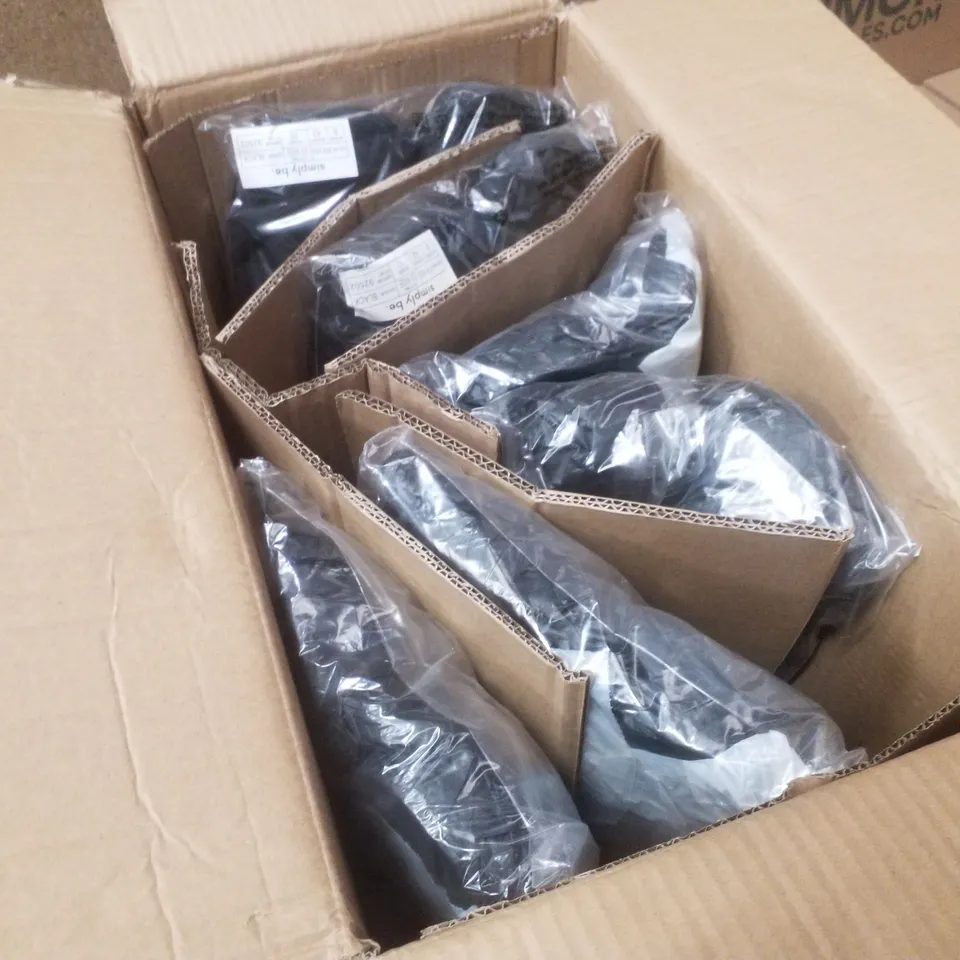 BOX CONTAINING APPROXIMATELY 6 PAIRS OF BRAND NEW SIMPLY BE BLACK PHOEBE EX WIDE SANDALS - SIZE 8
