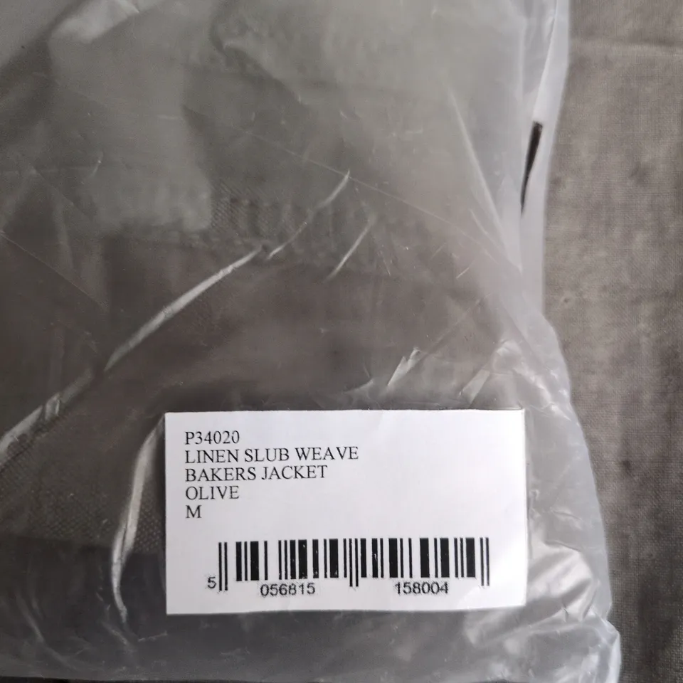 UNIVERSAL WORKS LINEN SLUB WEAVE BAKERS JACKET – OLIVE – UK M