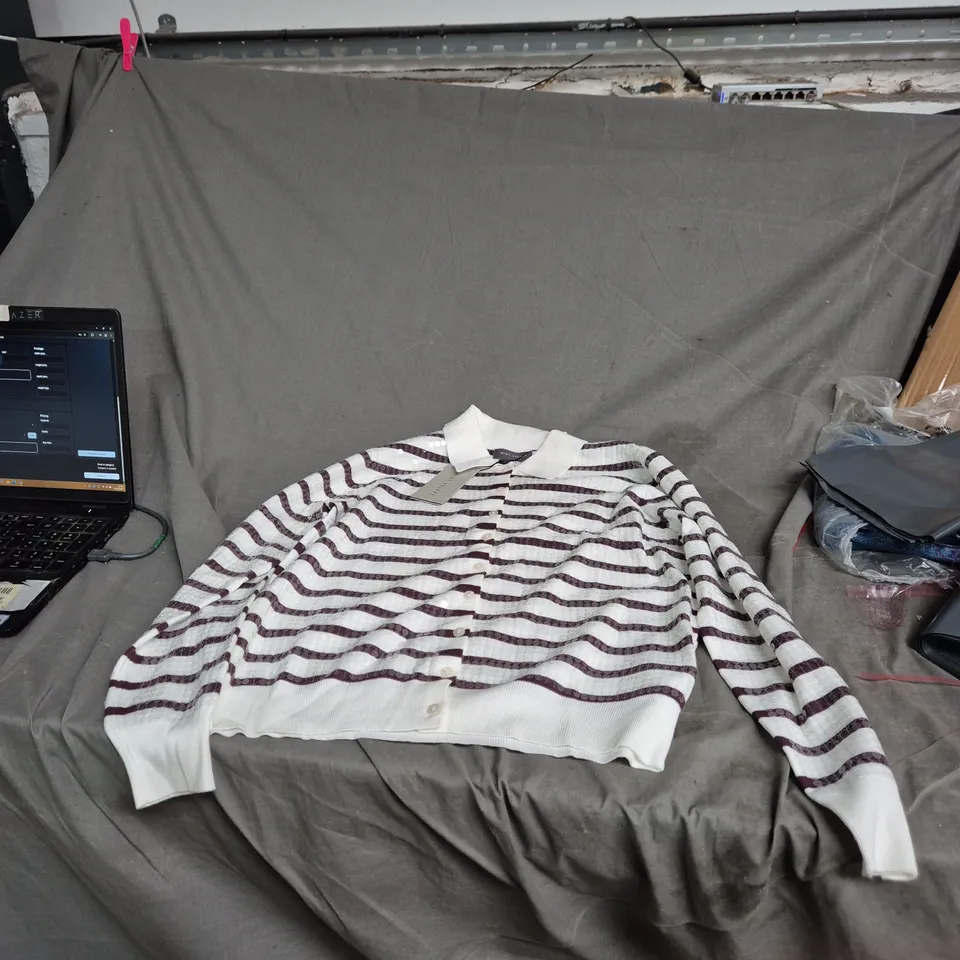 MINT VELVET BERRY SEQUIN STRIPE CARDIGAN – WOMEN'S, SIZE M