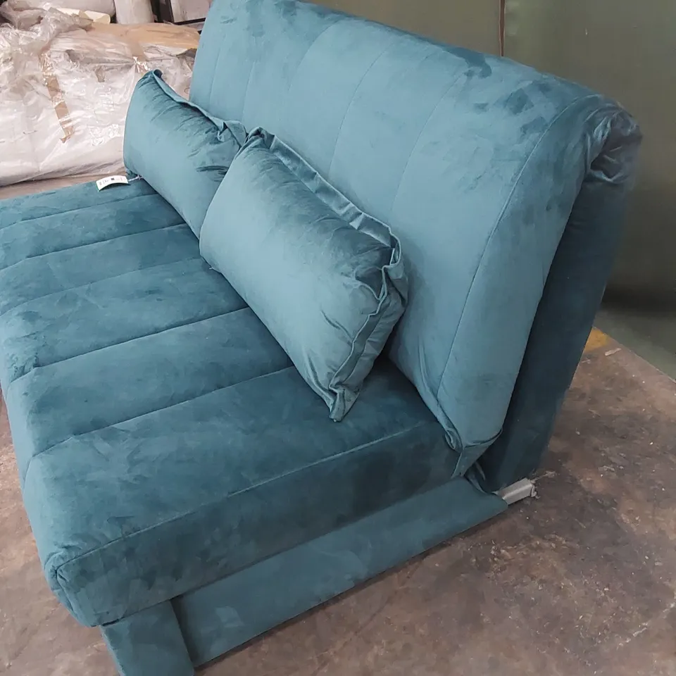 QUALITY DESIGNER THE APPLEY SOFA BED - TURQUOISE VELVET