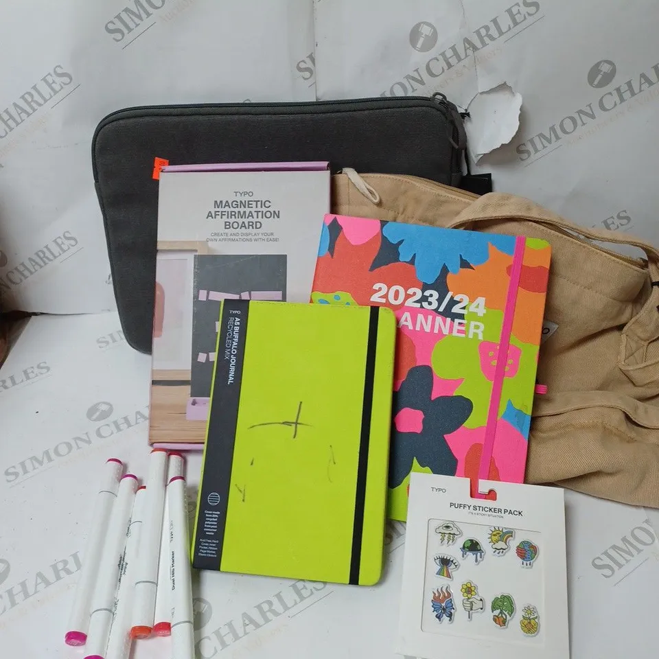 APPROXIMATELY 7 COTTON ON ITEMS INCLUDING LAPTOP SLEEVE CASE, MAGNETIC AFFIRMATION BOARD, TAN EXTRA LARGE TOTE BAG, NOTEBOOKS AND PLANNER