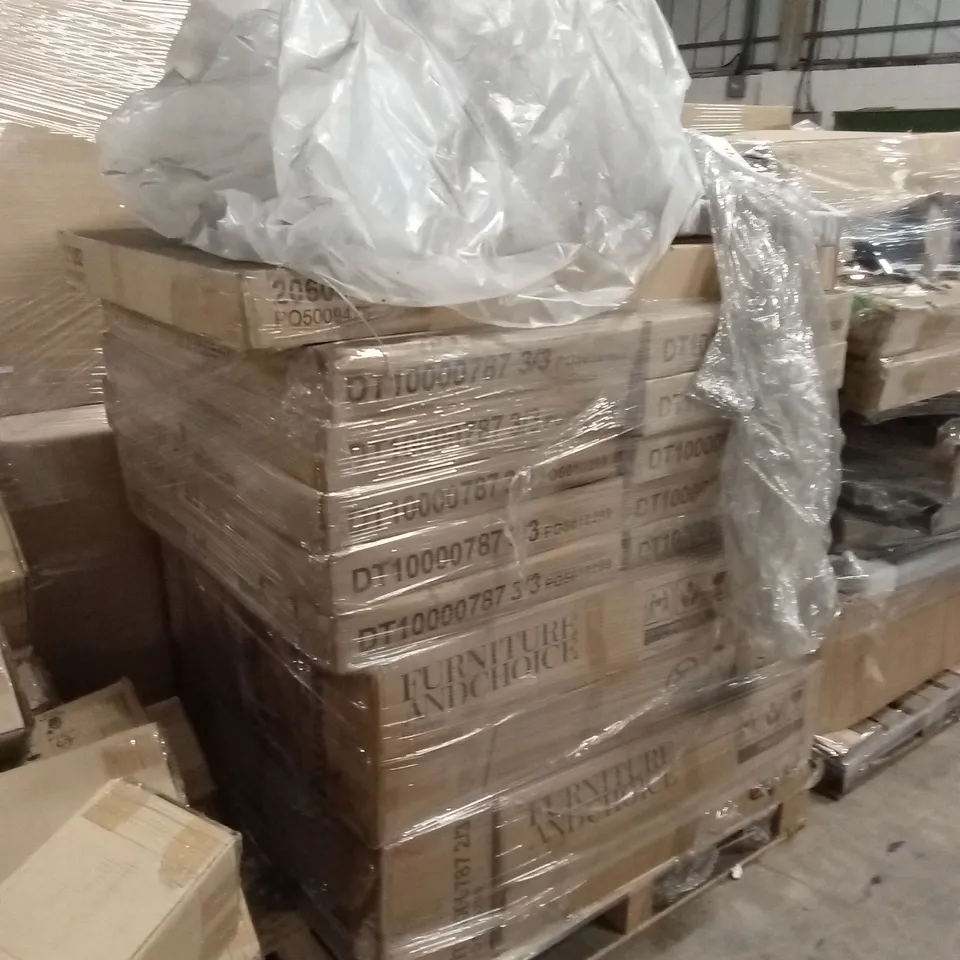PALLET OF ASSORTED DESIGNER FURNITURE PARTS AND PIECES