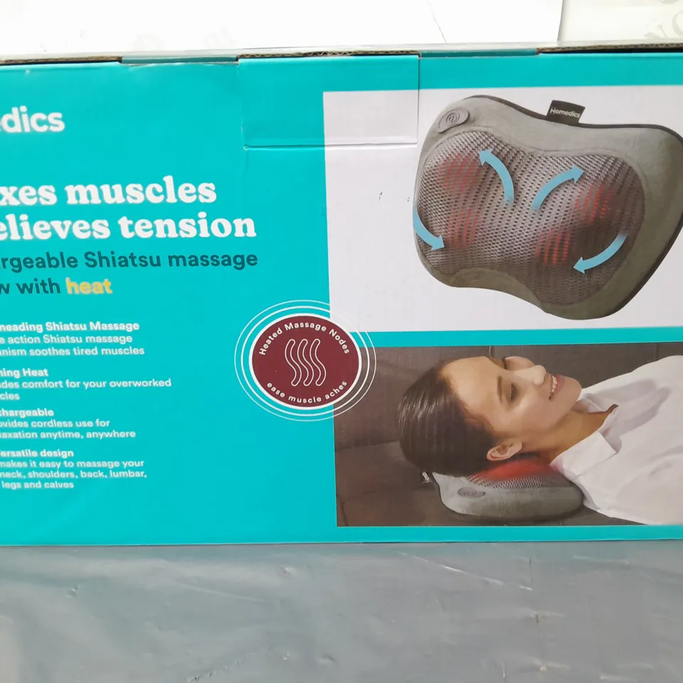 BOXED HOMEDICS RECHARGABLE SHIATSU MASSAGE PILLOW WITH HEAT