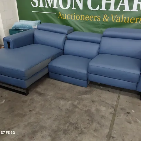 QUALITY ITALIAN DESIGNER ASHLEY LH FACING CHAISE SOFA WITH POWER RECLINING END SOFA TITANIUM LEATHER