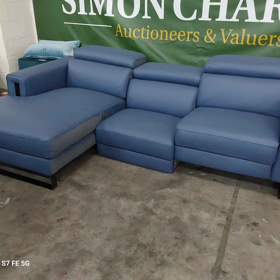 QUALITY ITALIAN DESIGNER ASHLEY LH FACING CHAISE SOFA WITH POWER RECLINING END SOFA TITANIUM LEATHER