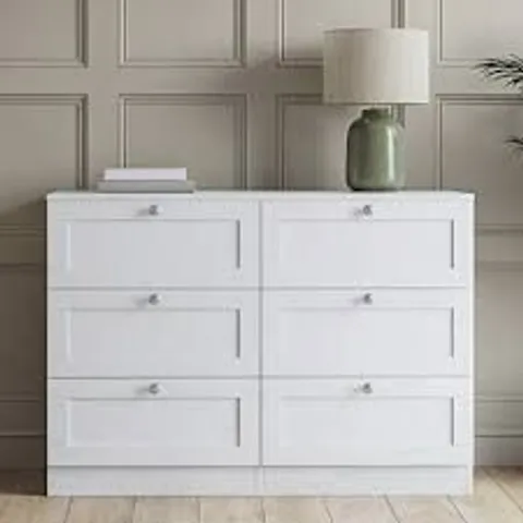 BOXED LASSIC VIDA DESIGNS ALTINO 6 DRAWER CHEST, WHITE