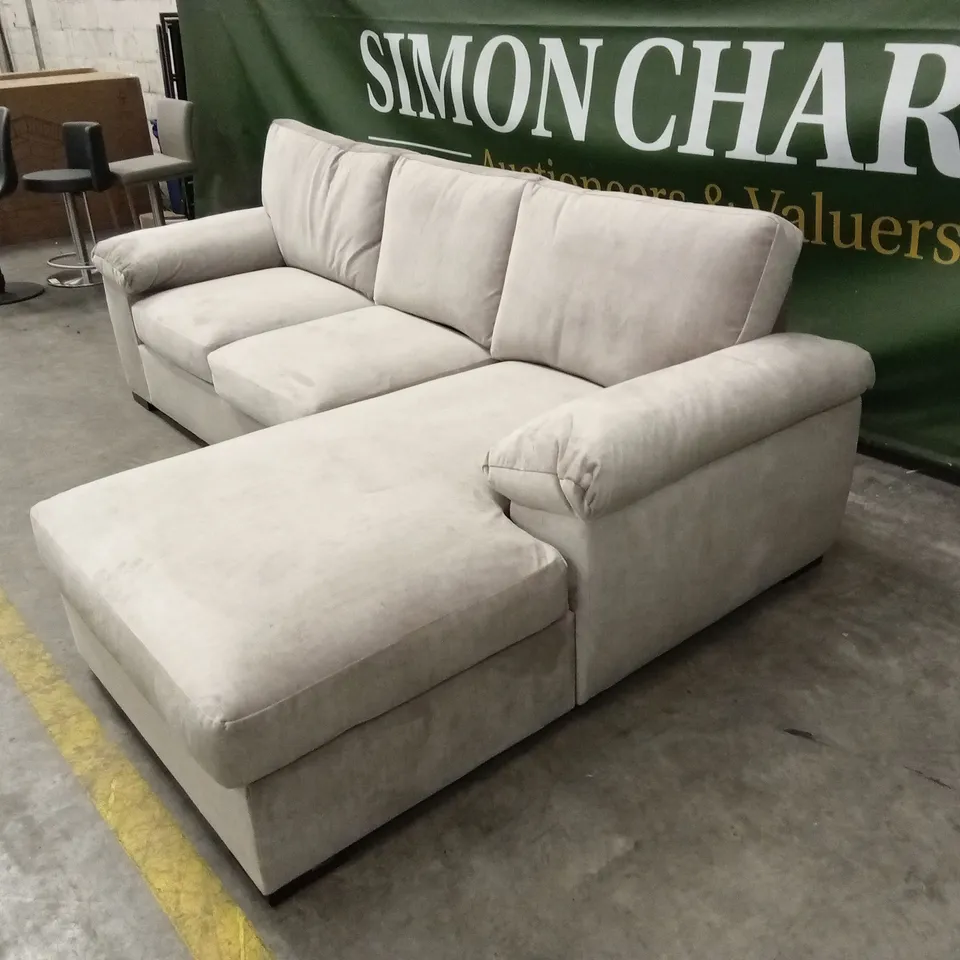 ELIZA RIGHT HAND 3 SEATER FABRIC CHAISE SOFA - BEIGE RRP £1149