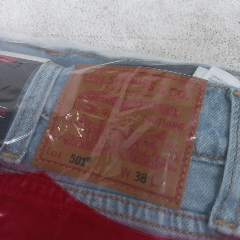 LEVI'S 501 ORIGINAL JEANS – MEN'S DENIM, WAIST 38 LENGTH L, BLUE (LONG SHORTS)