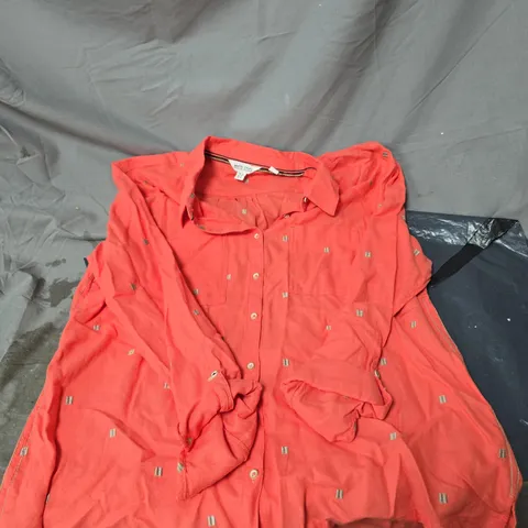 WHITE STUFF WOMEN'S CORAL PINK SHIRT WITH SQUARE STUD EMBELLISHMENTS – UK 12 (EU 40, US 8)