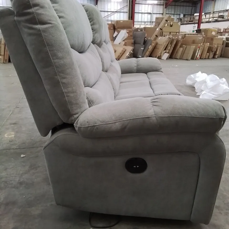 QUALITY DESIGNER FABRIC UPHOLSTERED 3 SEATER ELECTRONIC RECLINER SOFA IN GREY