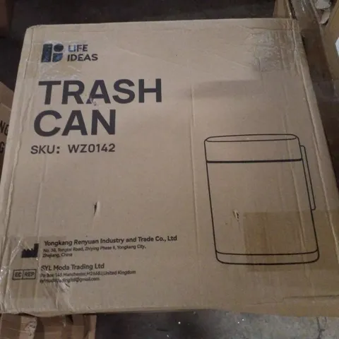 BOXED LIFE IDEAS TRASH CAN - WHITE/BLACK