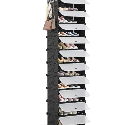 BOXED 20 PAIR STACKABLE SHOE STORAGE CABINET
