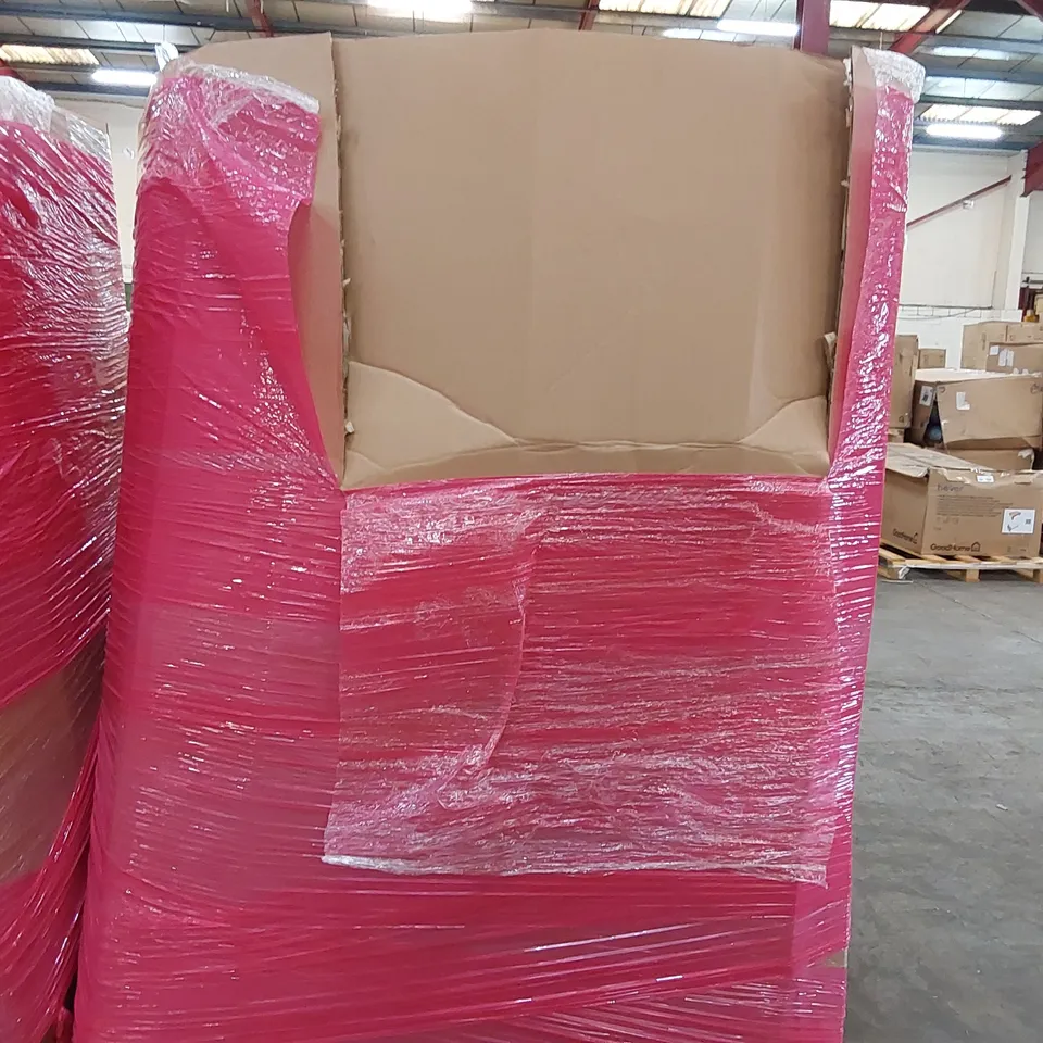PALLET OF ASSORTED CONSUMER GOODS AND FURNITURE PRODUCTS TO INCLUDE; KIDS CAR SEAT, CEILING FAN, ACACIA WOOD GARDEN TABLE, BIKE RACK, STORAGE TROLLEY ECT.