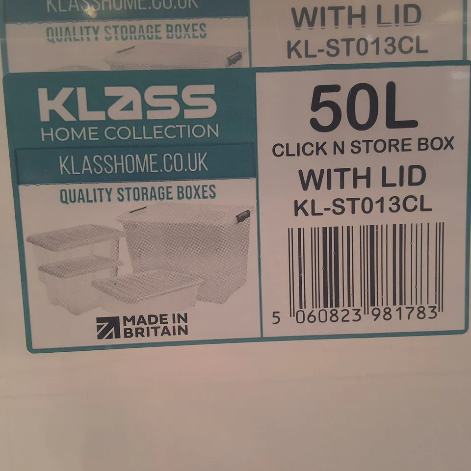 LOT OF 3 KLASS 50L CLICK N STORE BOXES WITH LIDS