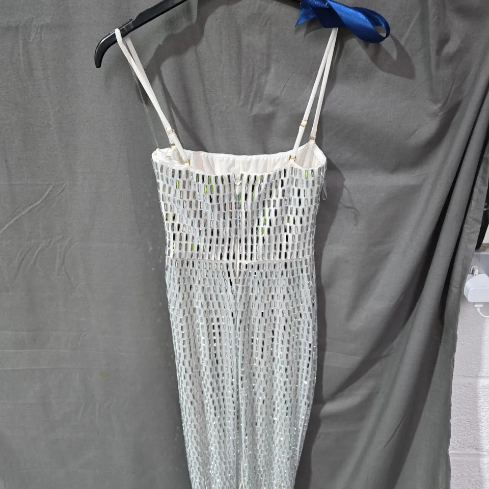 OH POLLY SILVER SEQUIN MESH MAXI DRESS – WOMEN'S EVENING WEAR UK8